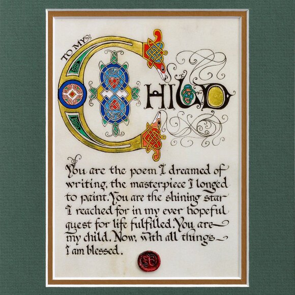 New Art Print Celtic Book Of Kells Style Saying- Child - Picture 1 of 6